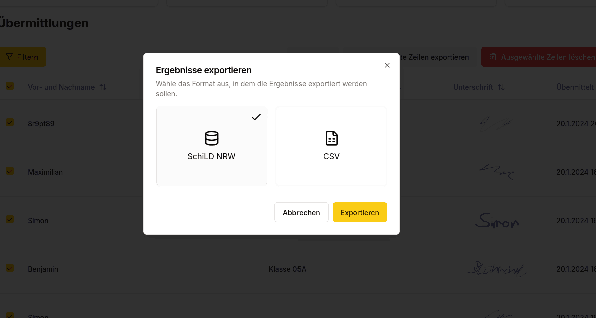 SchILD Export starten