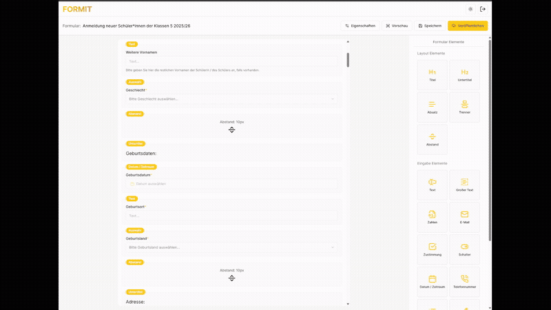 Elemente hinzufügen