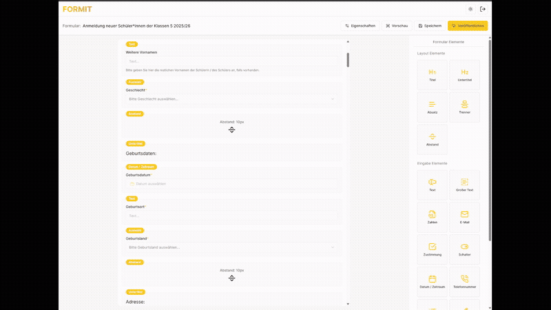 Elemente verschieben