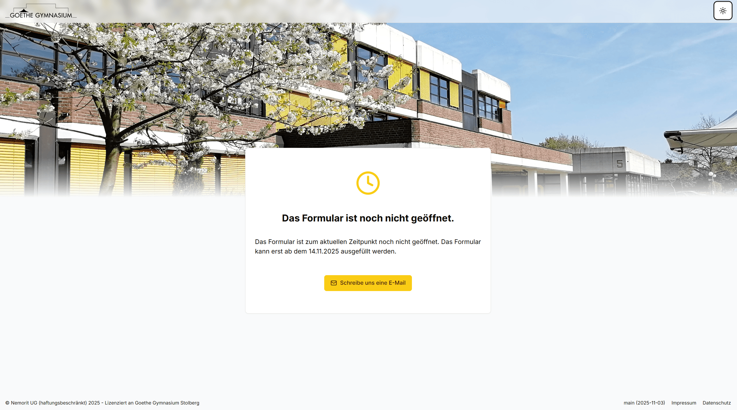 Formular Eigenschaften Datum Ansicht