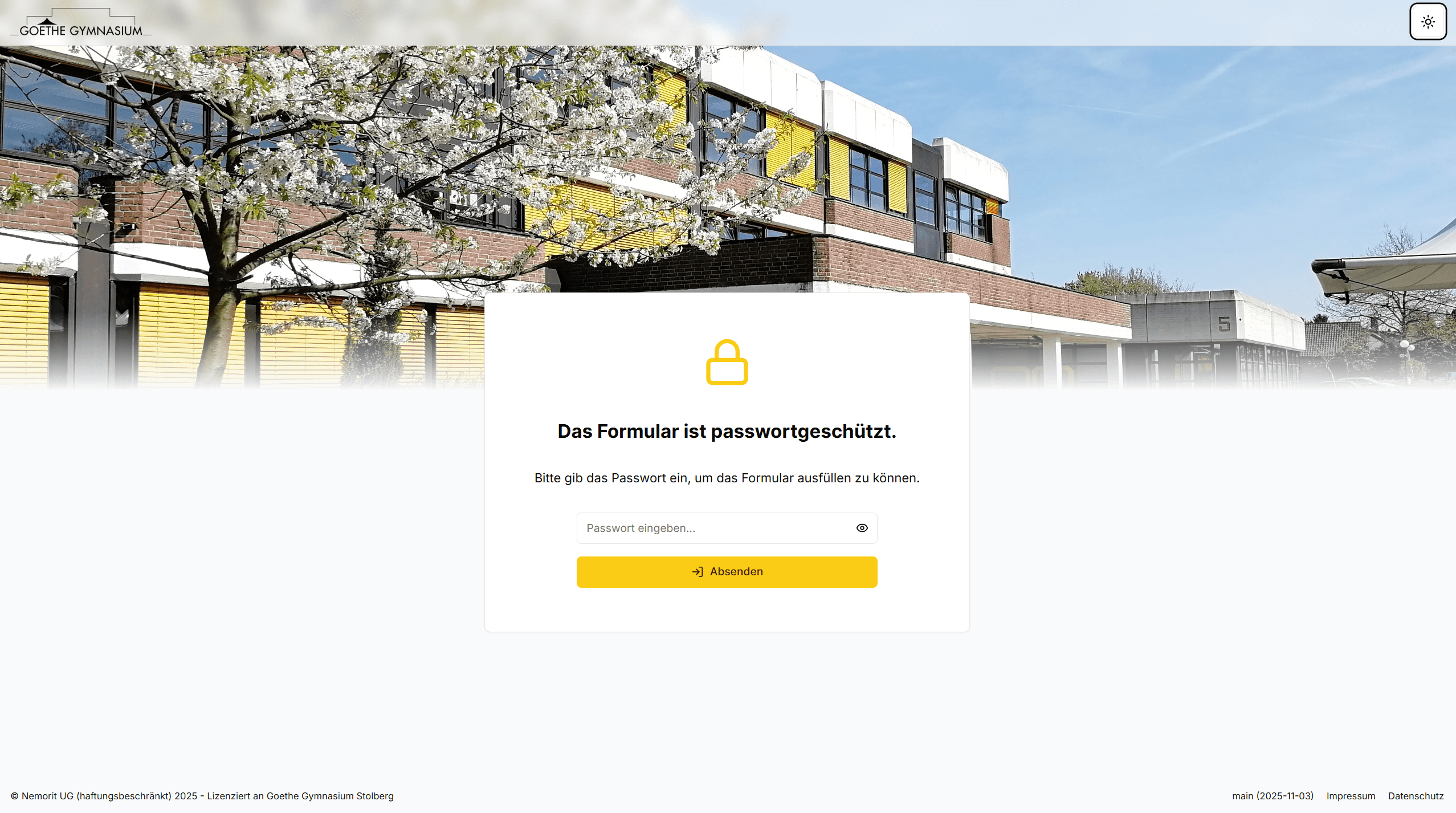 Formular Passwort Ansicht