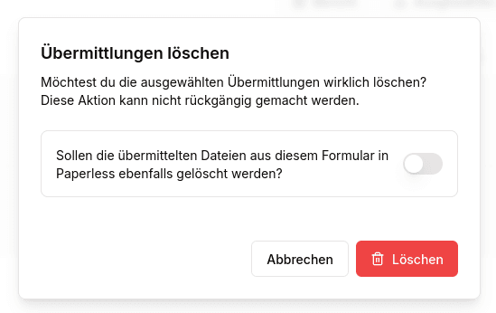 Übermittlungen löschen
