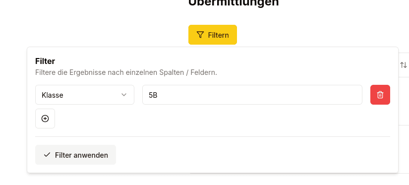 Übermittlungen filtern