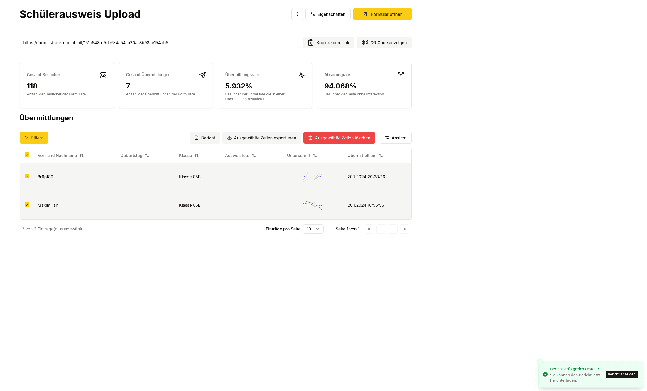 PDF Bericht erstellen